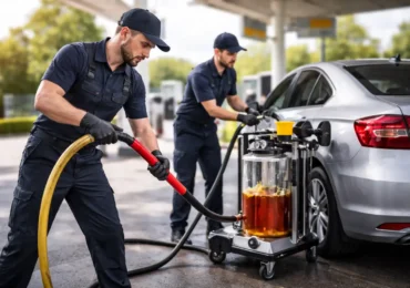 Fuel drain service for cars